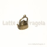 Charm 3D teiera in metallo color bronzo 19x16mm