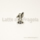 Charm faccia di coniglio e zampette in metallo zincato argento antico 14mm