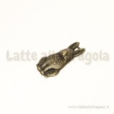 Ciondolo coniglio in metallo color bronzo 26x13x4mm