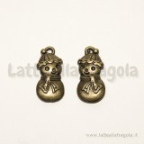Charm double-face pupazzo di neve in metallo zincato bronzo 19mm