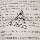 Ciondolo Doni della morte Harry Potter metallo argento antico  33x33x3mm