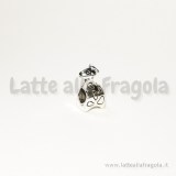 Giraffa foro largo in metallo argento antico 15x9mm