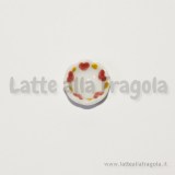 Ciotolina in ceramica bianca 15x7mm con cuoricini dipinti