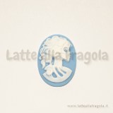 Cammeo in Resina Scheletro Dama bianca su sfondo azzurro 25mm