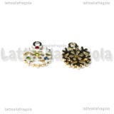 Charm Fiocco di Neve in metallo dorato smaltato con strass 16x12.5mm