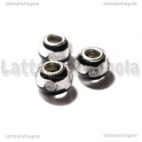 Perla in Lampwork Nero ghirigori argento foro largo 15x10mm