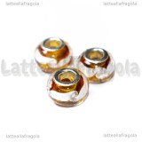 Perla in Lampwork Miele ghirigori argento foro largo 15x10mm