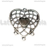 Ciondolo Acchiappasogni Cuore in metallo argento antico 39x32mm