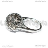 Base Anello apribile filigranata in rame argentato 22.5x8mm
