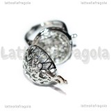 Base Anello apribile filigranata in rame argentato 22.5x8mm