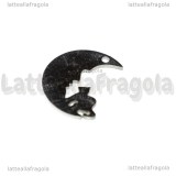 Ciondolo Gatto su Luna in Acciaio Inox 18.5x15mm