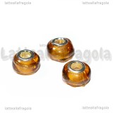 Perla in Lampwork Miele con inserto Oro Metallizzato 14.5x10mm