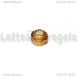 Perla in Lampwork Miele con inserto Oro Metallizzato 14.5x10mm