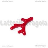 Ciondolo Rametto di Corallo 3D in metallo smaltato rosso 25x15mm