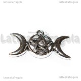 Ciondolo Triplice Luna in metallo argento antico 30x15mm