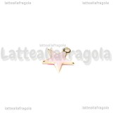 Charm Stella in ottone dorato smaltato rosa 10.5x10mm