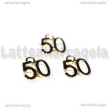 Charm numero 50 in metallo Gold Plated 12x10mm