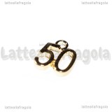Charm numero 50 in metallo Gold Plated 12x10mm
