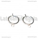 Creole in Ottone silver plated chiusura a scomparsa per lobi senza foro 13mm