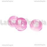 Perla in Lampwork rosa foro largo 14x10mm