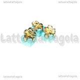 Ciondolo Pacco Regalo 3D in metallo dorato smaltato Azzurro 12x8mm