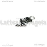 Charm Rosa in metallo argento antico 21x10.5mm