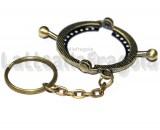 Chiusura Clic clac con portachiavi in metallo color bronzo 3.5x4.0cm