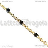 1 Metro Catena Rosario Nero Smaltato in Acciaio Inox dorato 2.5x2mm