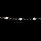 1 Metro Catena Rosario Bianco Smaltato in Acciaio Inox 2.5x2mm
