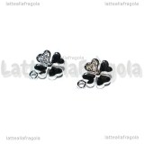 Perni Quadrifoglio testa in Ottone e Cubic Zirconia perni Argento 925 11.5x9mm