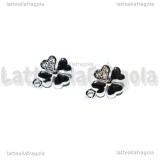 Perni Quadrifoglio testa in Ottone e Cubic Zirconia perni Argento 925 11.5x9mm 