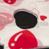 Busta con manico in plastica fantasia cuori rosso bianco 15x9cm