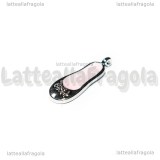 Ciondolo Scarpetta in metallo argentato smaltato rosa 22x7.5mm