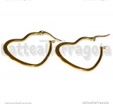 Made By Namy Orecchini A Cerchio A Forma Di Cuore In Acciaio Inox Placcato Oro, 50 Mm, Impermeabili, Per Donna