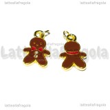 Charm Gingerbread in metallo dorato smaltato 22x11mm