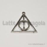 Ciondolo Doni della morte Harry Potter metallo argento antico 33x33x3mm
