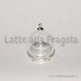 Set bulbo ampolla in vetro 25x15mm con base merlettata Silver Plated