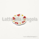 Piattino in Ceramica Bianca Fantasia Cuori e pallini 23mm