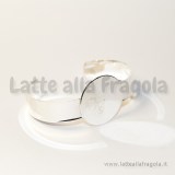 Base bracciale in rame Silver Plated 10.5cm con piattello da 20mm