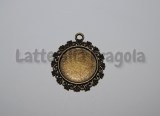Base Tonda Bronzo Antico 34x30mm adatta per cammei 20mm
