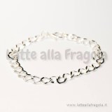 Bracciale 19cm in metallo silver plated maglia ritorta 9x5mm