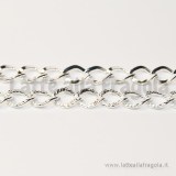 Bracciale 19cm in metallo silver plated maglia ritorta  lavorata 9x5mm