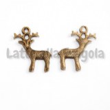 Charm cervo in metallo color bronzo 24x19mm