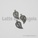 Charm foglia filigranata Argento Brunito 18mm