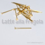 100 Chiodi o Spilli a T in metallo Gold Plated da 16mm