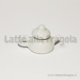 Miniatura Teiera in ceramica smaltata bianca