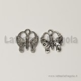 Charm farfalla in metallo argento antico 17x15mm