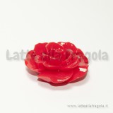 Cabochon Rosa in resina lucida rossa 36mm