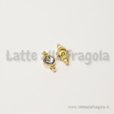 Connettore in metallo Gold Plated con strass 11x6mm