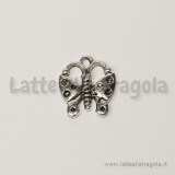 Charm farfalla in metallo argento antico 17x15mm